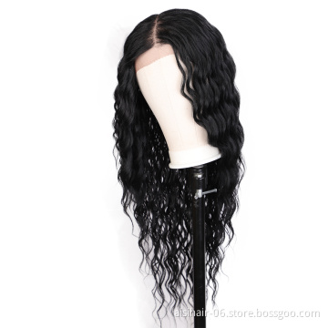 Aisi Hair 22 Inch Water Wave Natural Black Color Wig Long Wavy Swiss Lace Wig Wholesale Synthetic Hair Wigs For Black Women